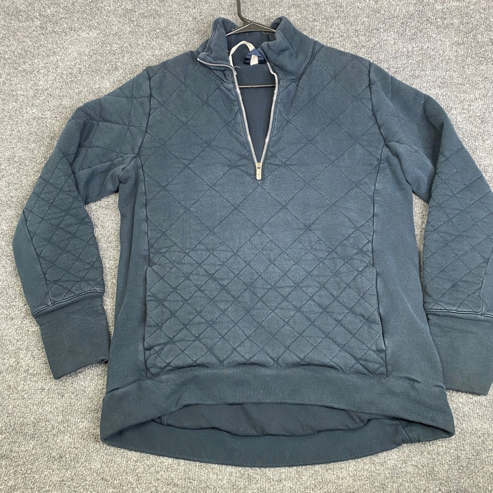 Lululemon Womens 10 Blue Quilted Quarter Zip Pullover Sweatshirt Diamond Texture